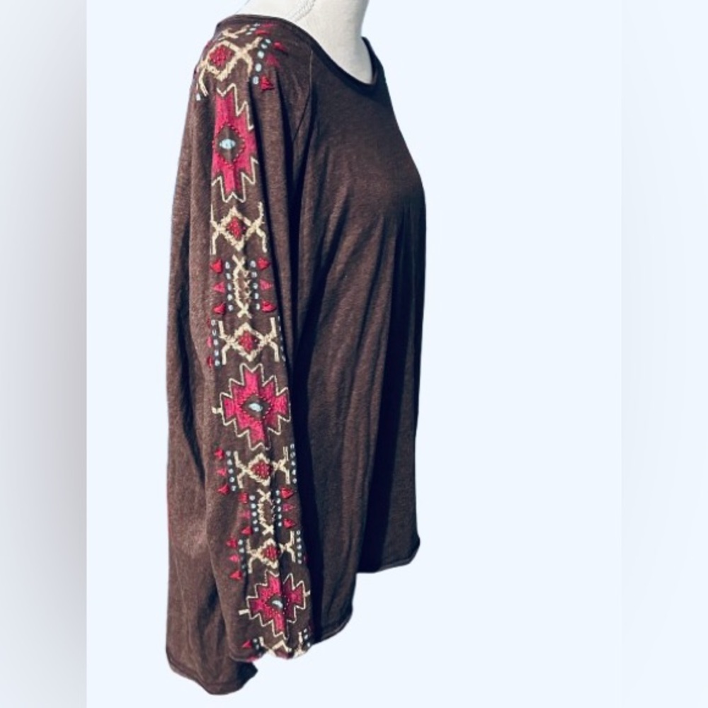 NWT Double D Ranch 2X Embroidered 100% Shirt Top Beaded Plus Southwest Western